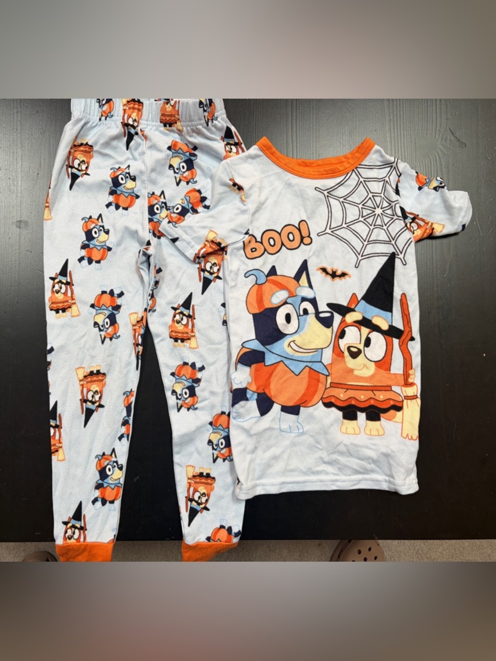 BLUEY Kids' Halloween Pajama Set - White & Orange